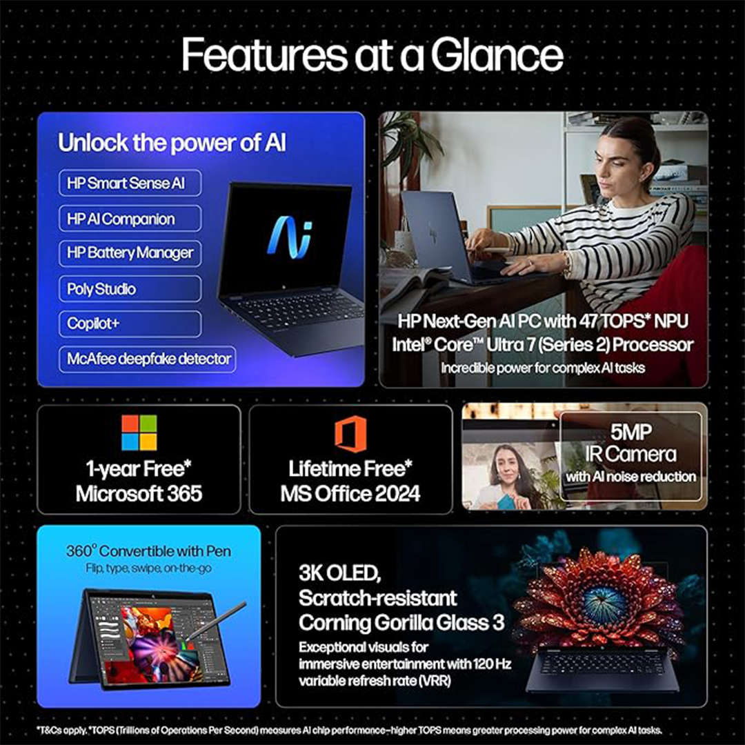 HP OmniBook X Flip Intel Core Ultra 7 Next-Gen AI 2-in-1 Laptop - Image 2