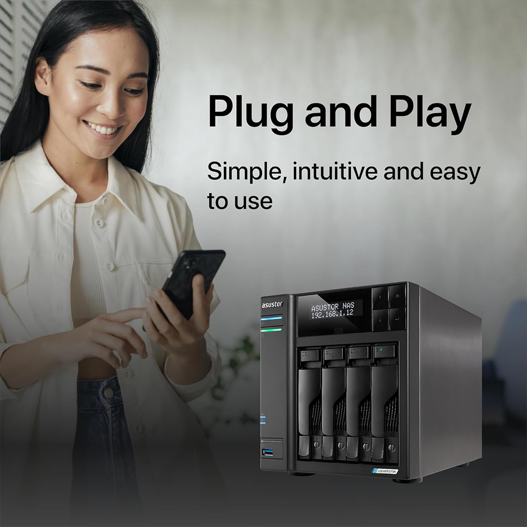 Asustor Lockerstor 4 Gen2 AS6704T 4-Bay NAS, 4GB RAM, Quad-Core, M.2 NVMe Slots, 2.5GbE (Diskless) - Image 2