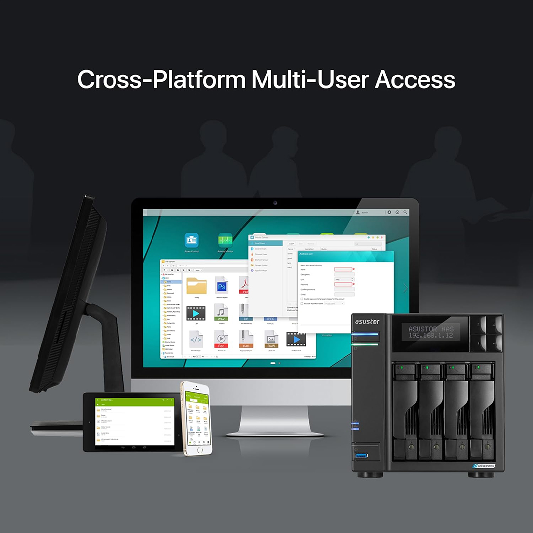 Asustor Lockerstor 4 Gen2 AS6704T 4-Bay NAS, 4GB RAM, Quad-Core, M.2 NVMe Slots, 2.5GbE (Diskless) - Image 3